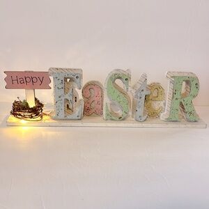 Happy Easter Wooden Table Top Sign Decor  18" X 5"